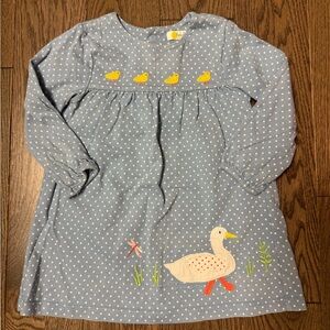 Mini Boden Sky Blue Polka Dot Dress with Duck Appliqués size 12/18m